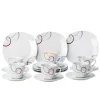 Van-Well Kaffeeservice Palazzo 18tlg. - Weiß MitNachbildung-Kreisen In Grau Und Dunkelrot - Für 6 Personen -Kaufland Geschäft 9746bc19d865010eedce2779ef485e28