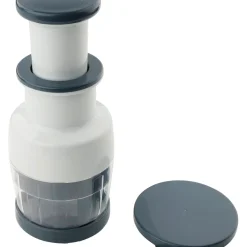 Fackelmann Zwiebelhacker Easyprepare, Hochwertiger Zwiebel-, Gemüse- Und Kräuterhacker Mit Durchsichtigem Auffangbehälter, Sicherer Halt Durch Anti-Rutsch-Füße (Farbe: Weiß / Blau-Grau)