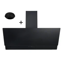 Dunstabzugshaube Schräghaube Kopffrei Schwarz 90 Cm + Filter Umluftset Respekta