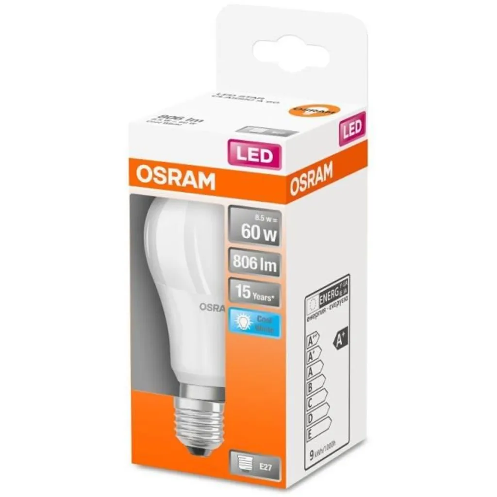 OSRAM Standard mattierte LED-Lampe mit Kühlkörper - 8,5 W äquivalent 60 W E27 - Kühlweiß OSRAM Standard Mattierte LED-Lampe Mit Kühlkörper - 8,5 W äquivalent 60 W E27 - Kühlweiß -Kaufland Geschäft 9ce7612bd306d8e2195553db3fc41ba8