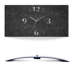 ARTland Wanduhr, Gebogen Quarzuhr - Silberne Zeiger Granitoptik Größe: 50x25 Cm
