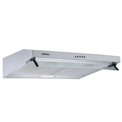 VIESTA VDU6080SR Dunstabzugshaube 60cm - Edelstahl Unterbau Wandhaube Mit Fettfiltern - LED-Beleuchtung - Abluft- & Umluftfunktion - Dunstabzug Mit Glasschirm - Energieklasse C