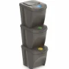Spetebo Sortibox Mülleimer Mit Deckel 3er Set - 25 L / Steingrau - Müll Trennsystem Abfall Trenner Stapelbar -Kaufland Geschäft a399e5aae088b11a688fb25745833acb