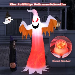 COSTWAY 180cm Aufblasbarer Geist Für Halloween, Selbstaufblasende Halloween-Dekoration Mit Roten LED-Lichtern, Schreckliche Dekogeis Für Hausgarten Rasen Garten Party -Kaufland Geschäft a7bb850731f2d9f33af10cefc9648e79