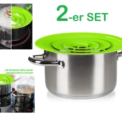 2x Oramics Überkochschutz Aus Silikon Für Töpfe Zwischen Ø 15-25 Cm – Topfdeckel Spritzschutz Überlaufschutz Verhindert überkochen Und Spritzen Von Flüssigkeiten Und Schütz Ihren Herd