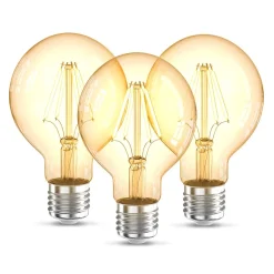 B.K.Licht 3x LED Leuchtmittel Filament Vintage Industrie Lampe E27 Retro Glühbirne G80 4W