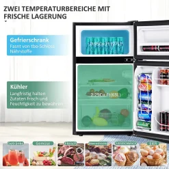 COSTWAY 90L Kühlschrank 64L Kühlteil 26 L Gefrierteil Kühl-Gefrier-Kombination Mit LED-Beleuchtung Mini Kühlschrank Grau -Kaufland Geschäft ad22928fb3261d9f895515a64eea7bf4