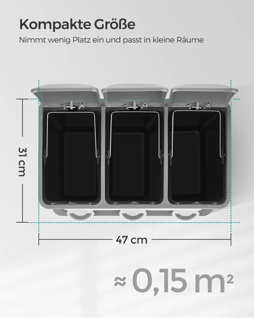 SONGMICS Mülleimer für die Küche, 3 x 8 Liter, Abfalleimer aus Metall, 3-in-1 Treteimer, Mülltrennung, Mülltrennsystem, mit 15 Müllsäcken, einfach zu reinigen, Stahl, weiß-grau LTB24WT SONGMICS Mülleimer Für Die Küche, 3 X 8 Liter, Abfalleimer Aus Metall, 3-in-1 Treteimer, Mülltrennung, Mülltrennsystem, Mit 15 Müllsäcken, Einfach Zu Reinigen, Stahl, Weiß-grau LTB24WT -Kaufland Geschäft ad9937a051747565cd59431f642e6086