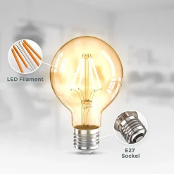B.K.Licht 3x LED Leuchtmittel Filament Vintage Industrie Lampe E27 Retro Glühbirne G80 4W -Kaufland Geschäft baa3387ed73630955dad318cfae6a7dd
