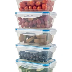 Classbach® 5er-Set Kunststoff-Frischhaltedosen Mit Deckel 100% Dicht, Lunchbox Brotdose Meal Prep Boxen Mit Deckel, Vorratsdosen Geeignet F. Spülmaschine, Mikrowelle Und Gefrierfach C-FHD 4007 K