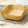 Jefety 100 Stück Heißluftfritteuse Ausgekleidet Mit Fritteusenunterlage Papier Einweg-Backpapier Dampfgarer Papierunterlage Braun