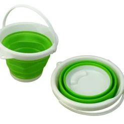 BAYLI Faltbarer Eimer 10L | Wassereimer Faltbar Für Angler | 24 X 31,5cm Silikoneimer | Campingeimer Zusammenlegbar | Putzeimer Kompakt | Haushaltseimer | Eimer Für Angeln | Falteimer Für Autoreinigung Grün
