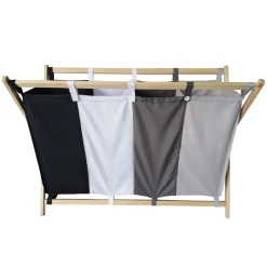 Jago® Wäschesortierer - Faltbar, 4 Fächer Aus Stoff, Aus Holz, Vierfarbig, Ca. 172 L Volumen, Größe (L/B/H): 98.5/40/72 Cm - Wäschekorb, Wäschebox, Wäschesammler -Kaufland Geschäft c8b0271eb79566e0bb81a14cdea7da15