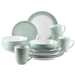 Maeser Mäser 931565 Kombiservice Kitchen Time II Für 4 Personen, Porzellan, Grün (1 Set, 16-teilig)