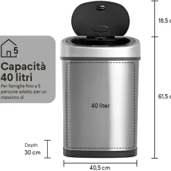 Homra FONIX Sensor Mülleimer - 40L - Schwarz - Abfalleimer Mit Sensor -Kaufland Geschäft ce5bbf9d205bffe8471b8d9a8878346b