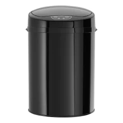 Echtwerk Edelstahl EW-BE-0249 Büro-/Bad-/Kosmetikabfalleimer 9L MIT IR SENSOR - INOX Mülleimer Papierkorb, Farbe: Schwarz