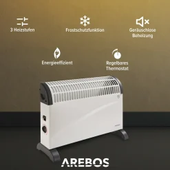 AREBOS Elektroheizer, Konvektor, 2000 Watt, Thermostat, Frostwächter-Funktion , Mit Standfüßen Oder Zur Wandmontage, Elektrische Konvektorheizung(Standard) -Kaufland Geschäft d03f835d7e9e19540e8133f245d23e98