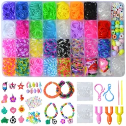 YisibaihTao Loom Bänder Set, 1600 Bunt Gummibänder Starter Box DIY Refill Armbandherstellung Bastelsets Loom Twist Bands Kinderspielzeug