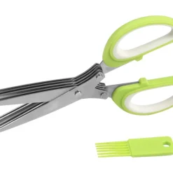 BAYLI 2er Set - 5 Klingen Kräuterschere Küche Aus Edelstahl | Mehrzweckschere Mit Reinigungsbürste | Universal Küchenschere Mit 5 Edelstahlklingen | Kräuterschneider | Gemüseschere Schnittlauchschere - Grün -Kaufland Geschäft d5917efa804b2297a23b8097861f35ec