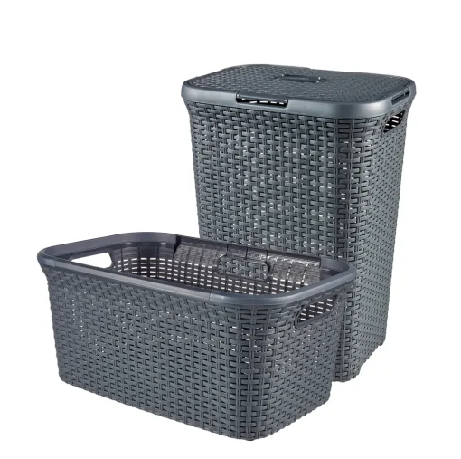 CURVER STYLE Wäschebox 60L + Wäschekorb 45L, Anthrazit 246288