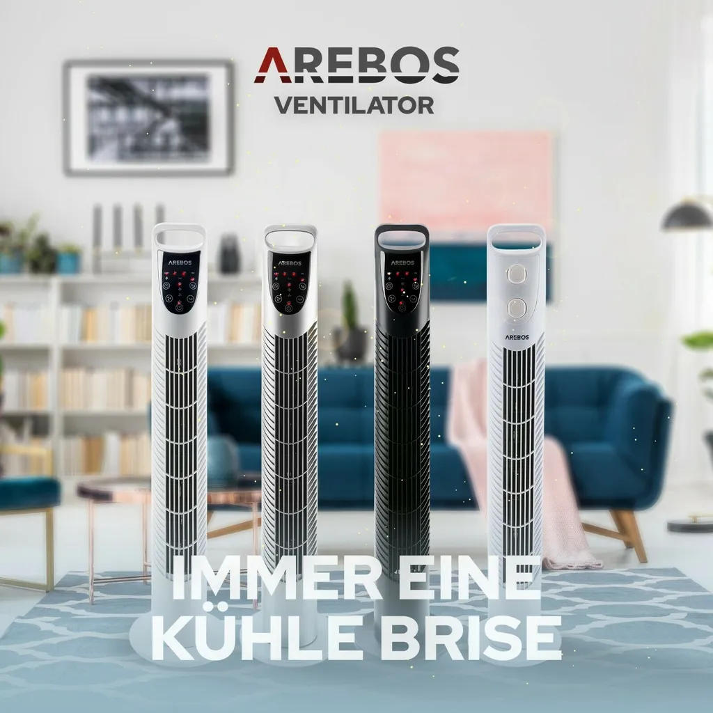 AREBOS Turmventilator mit Timer, 40 Watt, 75°-Oszillation, Ventilator mit 3 Geschwindigkeitsstufen, , Weiß AREBOS Turmventilator Mit Timer, 40 Watt, 75°-Oszillation, Ventilator Mit 3 Geschwindigkeitsstufen, , Weiß -Kaufland Geschäft daee4701031aa7a70a11376a937147f1