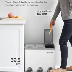 SONGMICS Mülleimer Für Die Küche, 3 X 8 Liter, Abfalleimer Aus Metall, 3-in-1 Treteimer, Mülltrennung, Mülltrennsystem, Mit 15 Müllsäcken, Einfach Zu Reinigen, Stahl, Weiß-grau LTB24WT 4 SONGMICS Mülleimer Für Die Küche, 3 X 8 Liter, Abfalleimer Aus Metall, 3-in-1 Treteimer, Mülltrennung, Mülltrennsystem, Mit 15 Müllsäcken, Einfach Zu Reinigen, Stahl, Weiß-grau LTB24WT -Kaufland Geschäft dc4a8e8fc297be46e6ea9b9a8c728839