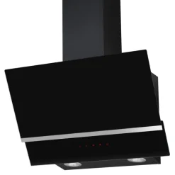 Amica KHF 664 610 S, Kaminhaube, Stripe X, 60 Cm, Schwarzer Glasschirm, Edelstahlstreifen, Max. Gebläseleistung 615 M³h, Energieeffizienzklasse B