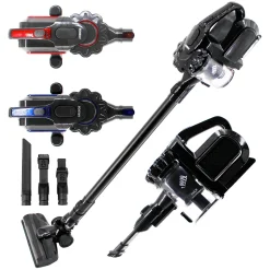 AREBOS Akku Staubsauger, 2-in-1 Hand- Und Bodenstaubsauger, 2 Leistungsstarke Saugmodi, Beutellos, Kabellos Bis Zu 55 Minuten, Mit Wandladestation, Schwarz