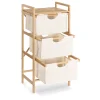 Navaris Badregal Regal Aus Bambus Mit Körben - 96x44x33cm Bambusregal Wäschekorb Wäschesammler Sortierer Wäschekörbe - 3 Fächer Für Wäsche
