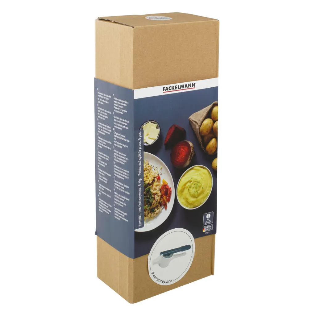 Fackelmann Spätzlepresse Easyprepare, Kortoffelpresse mit 3 austauschbaren Lochscheiben, Presse mit 4 verschiedenen Auflagehaken, hochwetiger Kartoffelstampfer (Farbe: Weiß / Blau-Grau), 1 x 4 Teile Fackelmann Spätzlepresse Easyprepare, Kortoffelpresse Mit 3 Austauschbaren Lochscheiben, Presse Mit 4 Verschiedenen Auflagehaken, Hochwetiger Kartoffelstampfer (Farbe: Weiß / Blau-Grau), 1 X 4 Teile -Kaufland Geschäft f131aee9ee3b1bf9cceed0c17fdce285