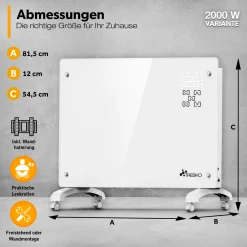 TRESKO® Elektroheizung Weiß 2000W Inkl. WiFi & APP Glaskonvektor Konvektor Wand Heizung Glas Heizkörper Bad -Kaufland Geschäft f16f8e2bed66e02373c456a5a01205cf