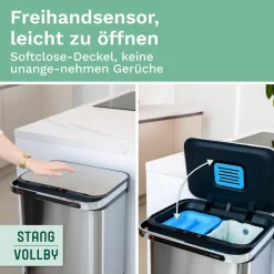 Stangvollby HALDEN Sensor Mülleimer - 60L - 4 Fächer - Edelstahl - Luftfilter - Abfallbehälter - Abfalleimer - Abfalltrennung Mülleimer -Kaufland Geschäft f275af3a007723904c26fd5273009d9a