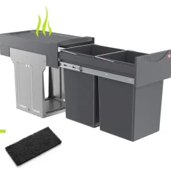 Hailo Abfallsammler 366610 Tandem 2x 15 L PlusFilter Mülleimer Abfalltrennsystem