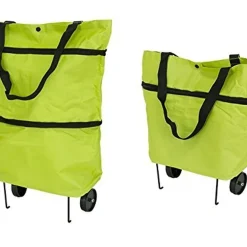 HUKITECH Einkaufstrolley Mit Klappbaren Rädern Und Stützen (faltbar - Leicht - Wasserabweisend) Tasche Einkaufstasche Picknicktasche