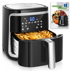 Aigostar Cube - 7L Heißluftfritteuse, Friteuse Heissluft 1900 W Heissluftfriteuse, 7 Programmen, Warmhalten, 20 Rezepte, Ohne Öl, Für 6-10 Personen, Air Fryer Mit Digitalem LED-Touchscreen, Schwarz