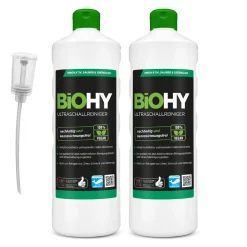 BiOHY Ultraschallreiniger (2x1l Flasche) + Dosierer | Intensive Und Materialschonende Reinigung Von Brillen, Dentalprodukte, Gold, Münzen Und Schmuck| KONZENTRAT Für Ultraschallbad